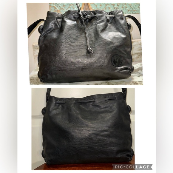Carlos Falchi Black Drawstring Crossbody - Picture 2 of 16
